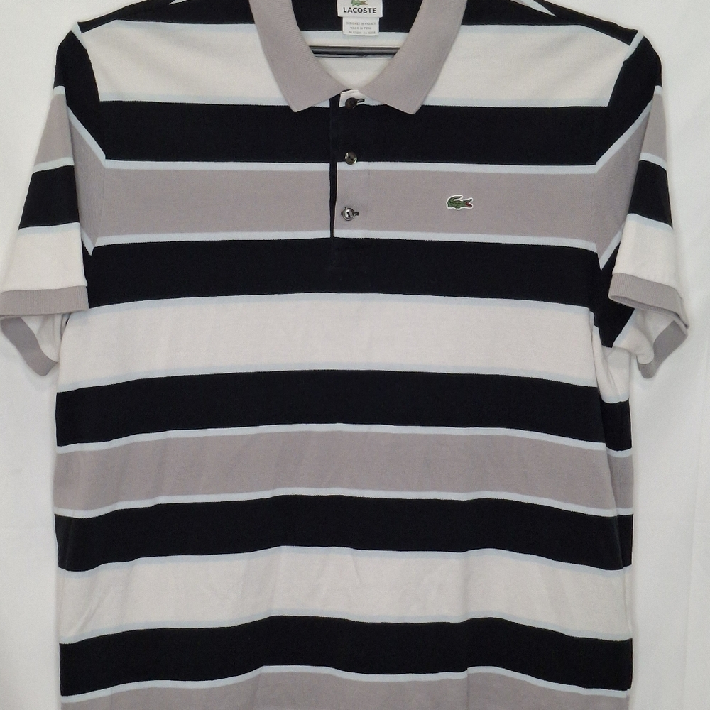 Lacoste Striped Pique Polo Shirt Size XXL (7) - Picture 13 of 13